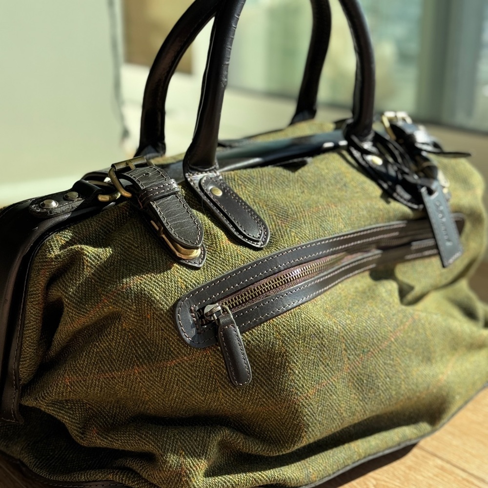 Scottish Plaid & Leather Doctor’s Weekender Travel Bag